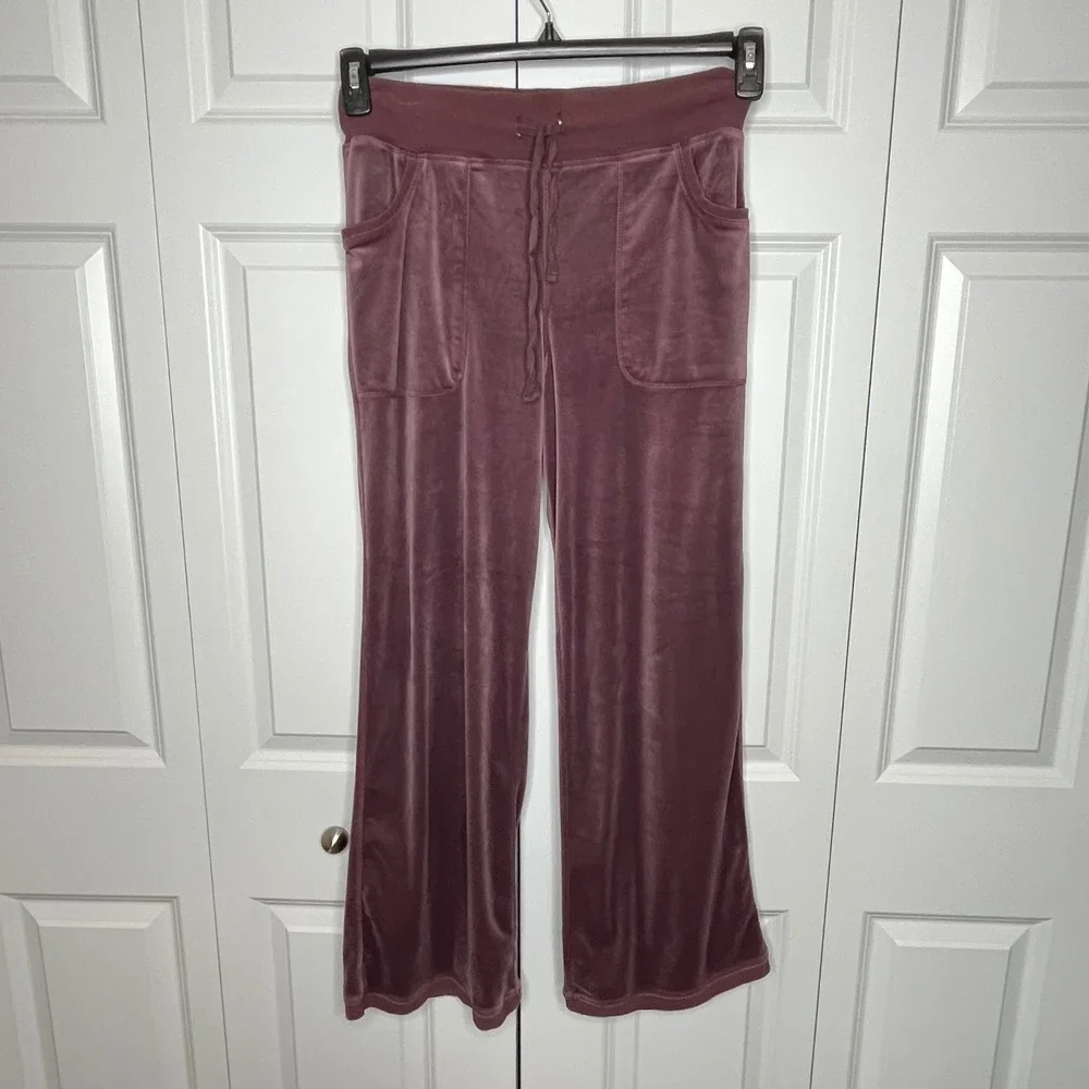 Sundance Velour Wide‎ Leg Pull On Pants Mauve Purple Size Small